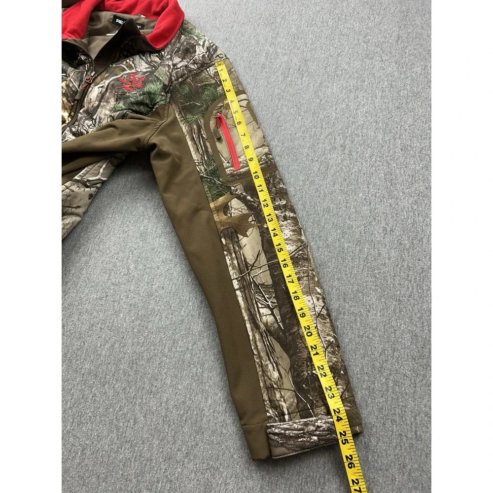 Realtree Xtra Hunting Jacket Mens XL Camo Red Brown Soft Shell Full Zip Coat‎